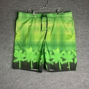 Nike Mens Swim Shorts Size Xl Palm Trees Green Lined Nike‎ Logo